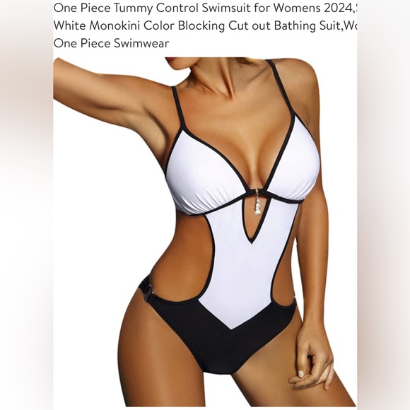 🖤🤍NEW Monokini Black & white. Sz Medium, TUMMY CONTROL Swimsuit/One-piece - Picture 2 of 8